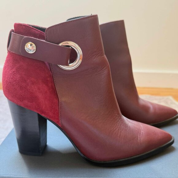 & Other Stories Oxblood Suede + Leather Booties – 90s Style with Silver Accents - Picture 3 of 15